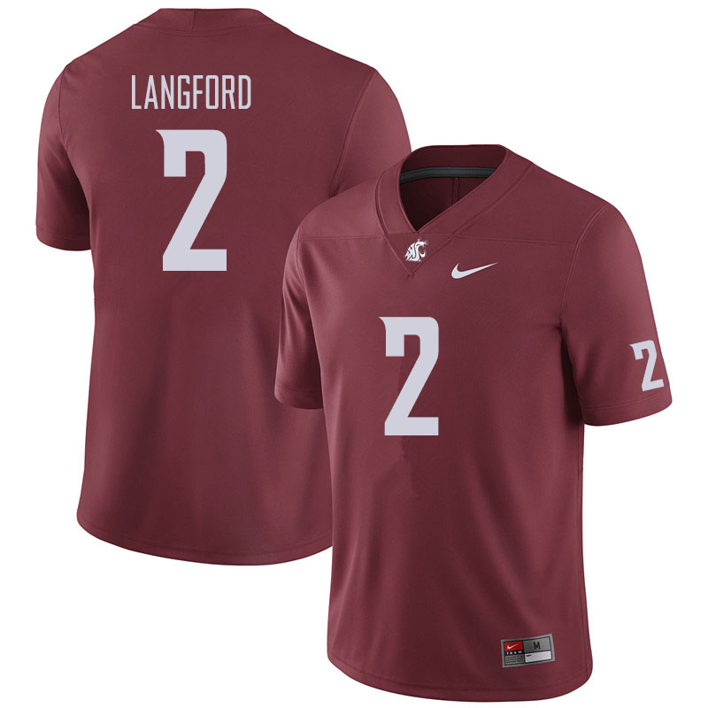 Men #2 Derrick Langford Washington State Cougars Football Jerseys Sale-Crimson